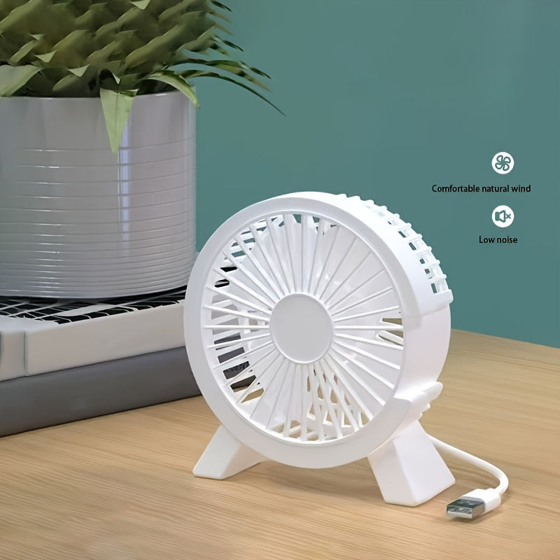 Compact USB Desktop Fan with Quiet Brushless Motor, High Airflow, Purple Design