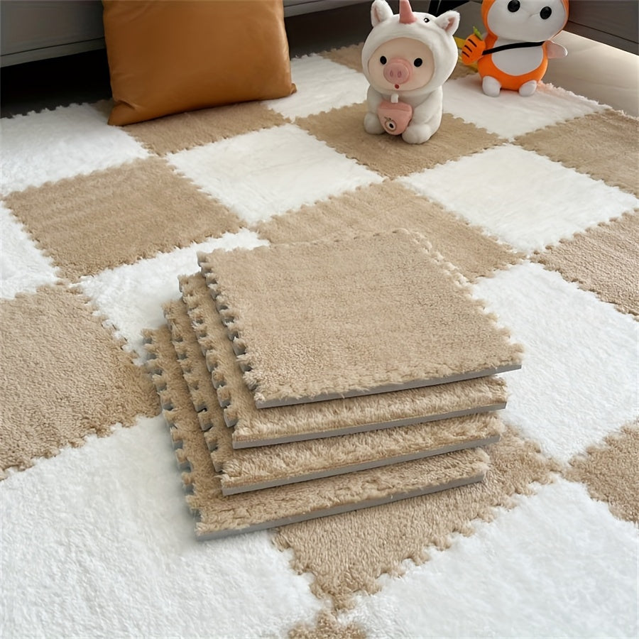 20pcs Indoor Carpet Tiles Full Coverage Washable Non-Slip Floor Rug 29.97cm Polyester EVA