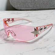 Women's One-Piece Star Rimless Gradient Sunglasses for Cycling Beach Parties