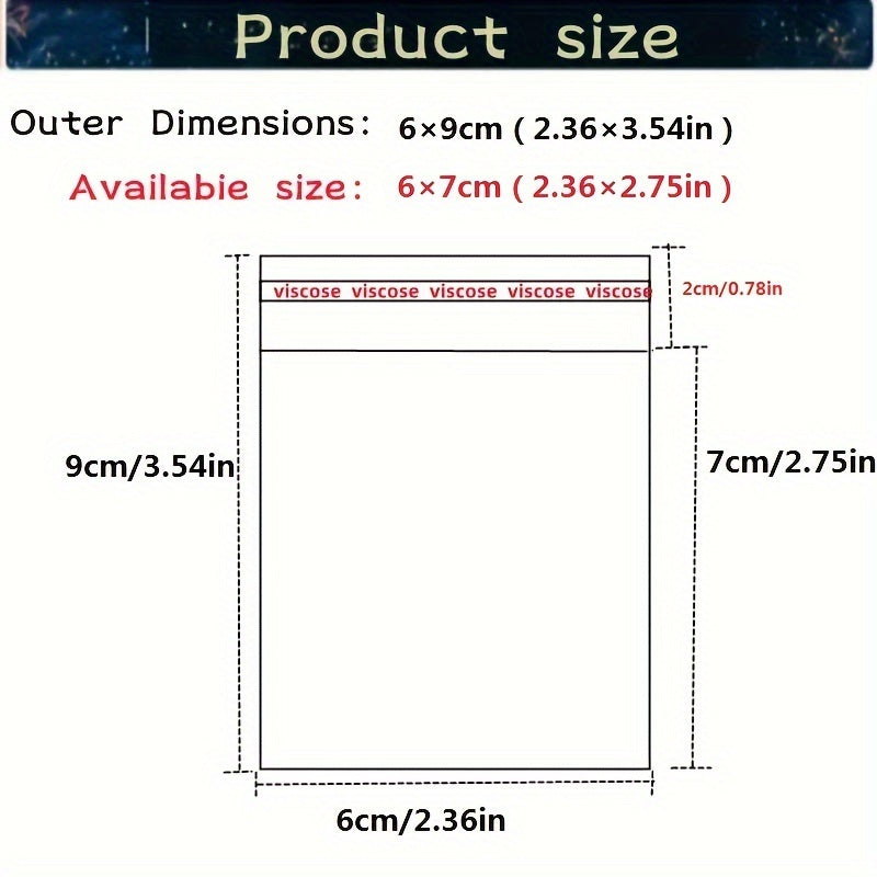 O'z-o'zidan yopishqoq shaffof sellofan sumka muhrlangan zargarlik yoki shirinlik sovg'asi uchun.