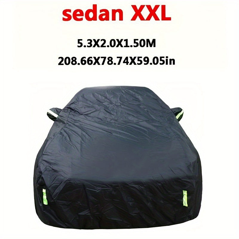 Universal avtomobil qopqog'i tashqi quyosh, qor, UV, suv o'tkazmaydigan, zipli, qora, S-XXL