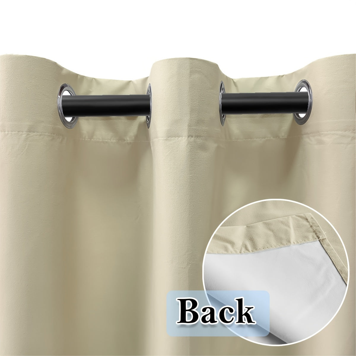 Blackout Curtains 54x84 Inches Off-White Grommet Full Blackout with White Lining