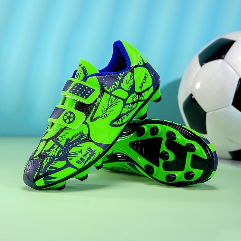 Kids' All-Weather Soccer Cleats for Boys and Girls with Long Studs Non-Slip Breathable Low-Top