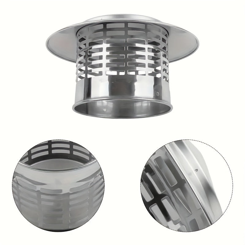 Stainless Steel Chimney Cap with Screen 10.92cm 16cm Round Rain Wind Resistant