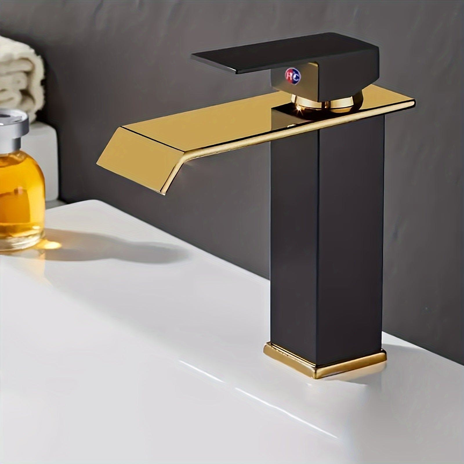 Stainless Steel Bathroom Faucet Single Hole Modern Deck Mount Waterfall Design