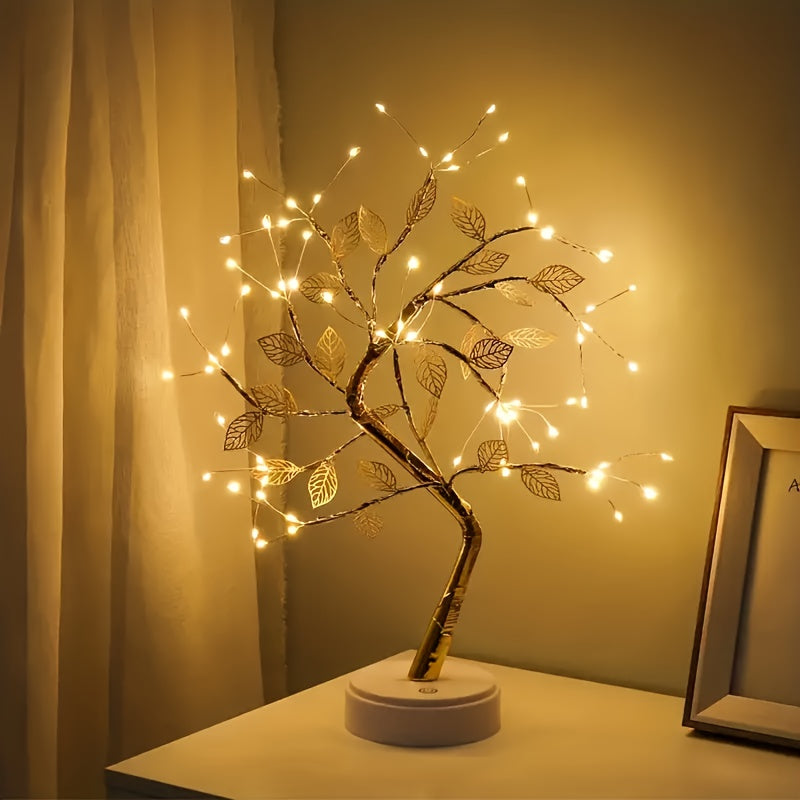 Golden Leaf LED Tree Light Warm White Battery or USB Powered for DIY Decor and Festive Gifting