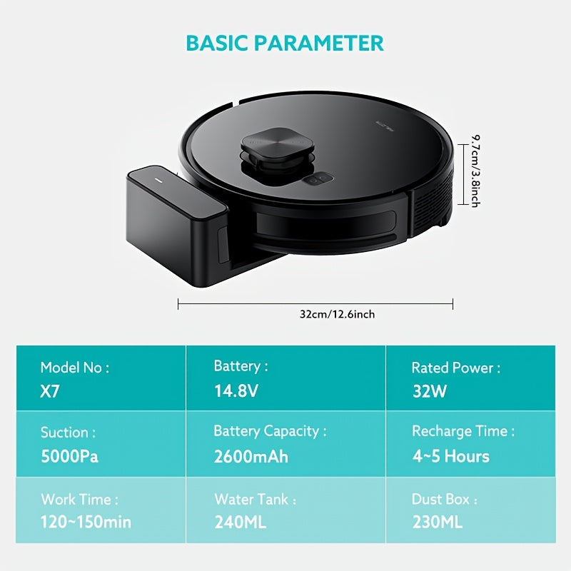 Robot Vacuum Cleaner Wi-Fi Enabled with Automatic Charging and Route Planning 2.5H Battery