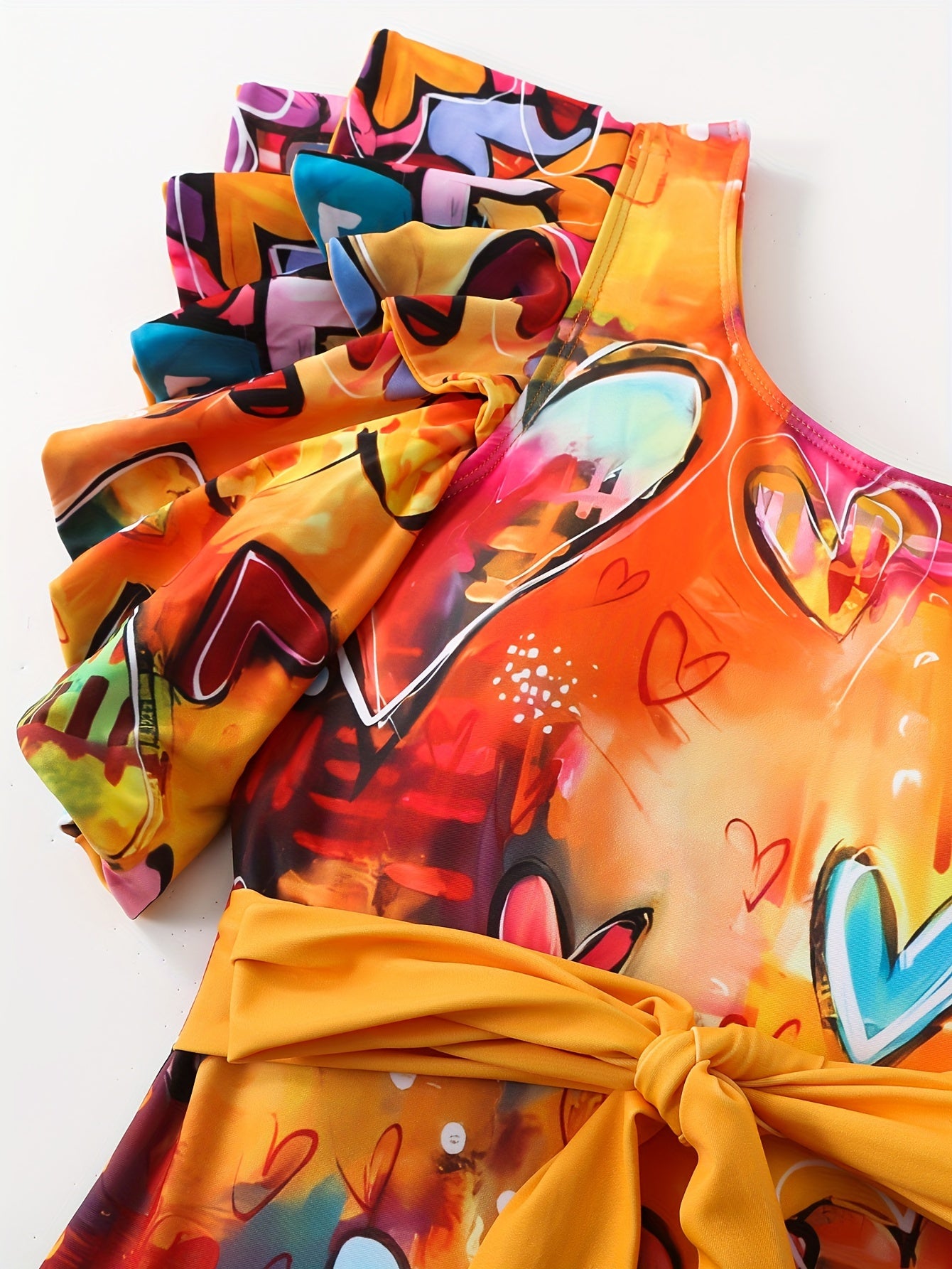 Women's Floral One-Shoulder Swimsuit Set with Blue Leaf Print High-Waisted Bottoms Ruffled Top Polyester Spandex