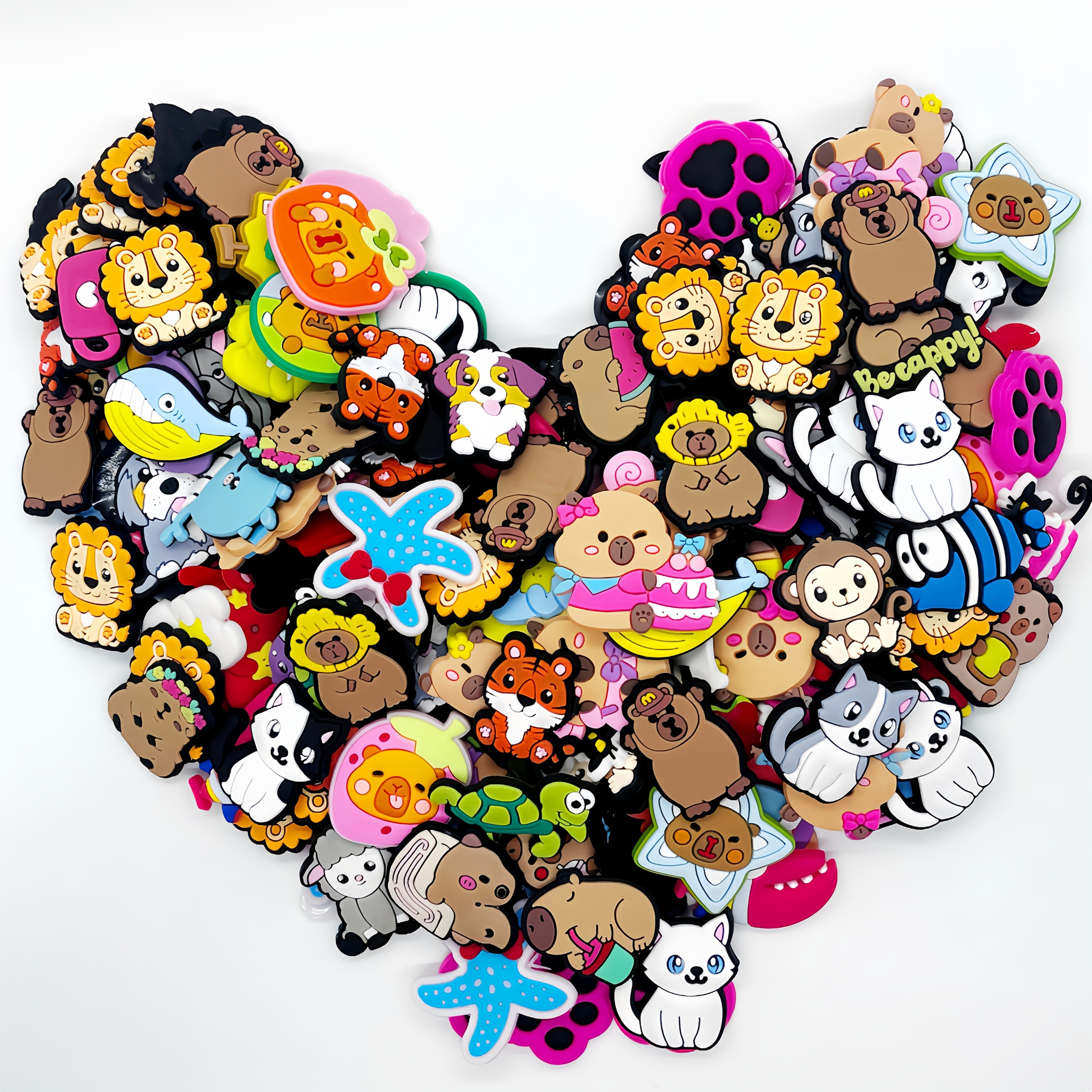 60pcs Animal PVC Charms for Phone Cases and Accessories Random Cat Dog Dino Toys