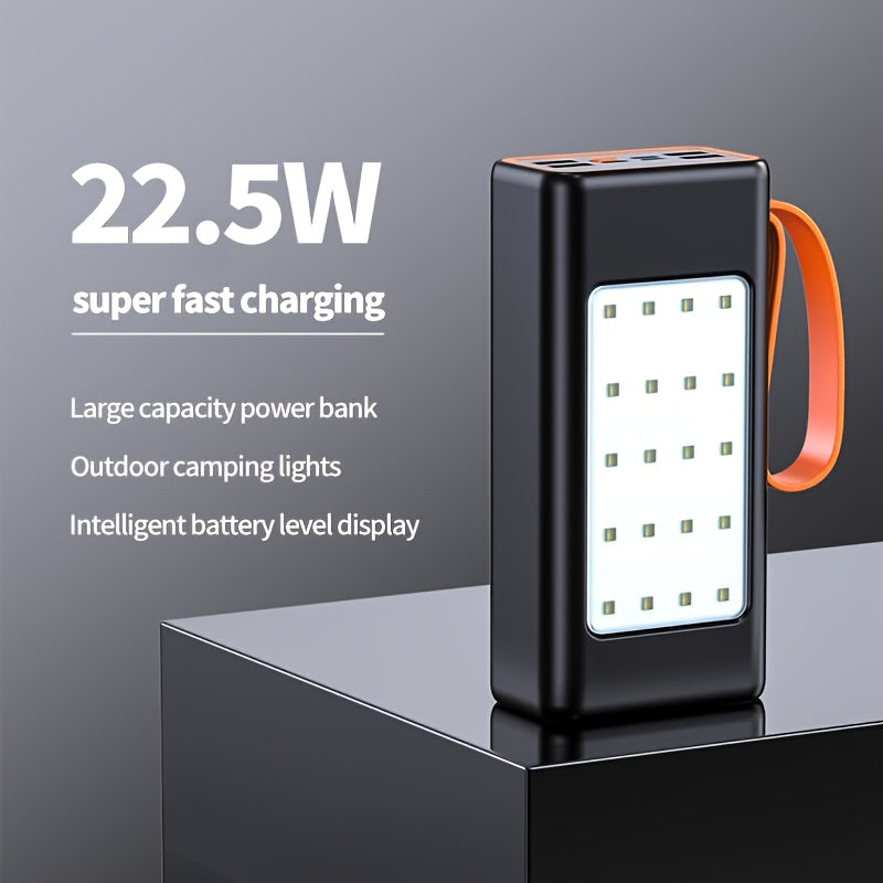 50000mAh Power Bank with LED Display and Built-in Camping Lights for Outdoor Emergency Use