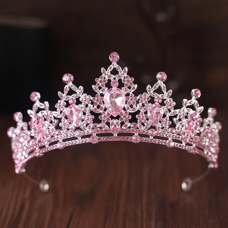 Bridal Tiara with Purple Crystals and Korean Princess Crown for Women