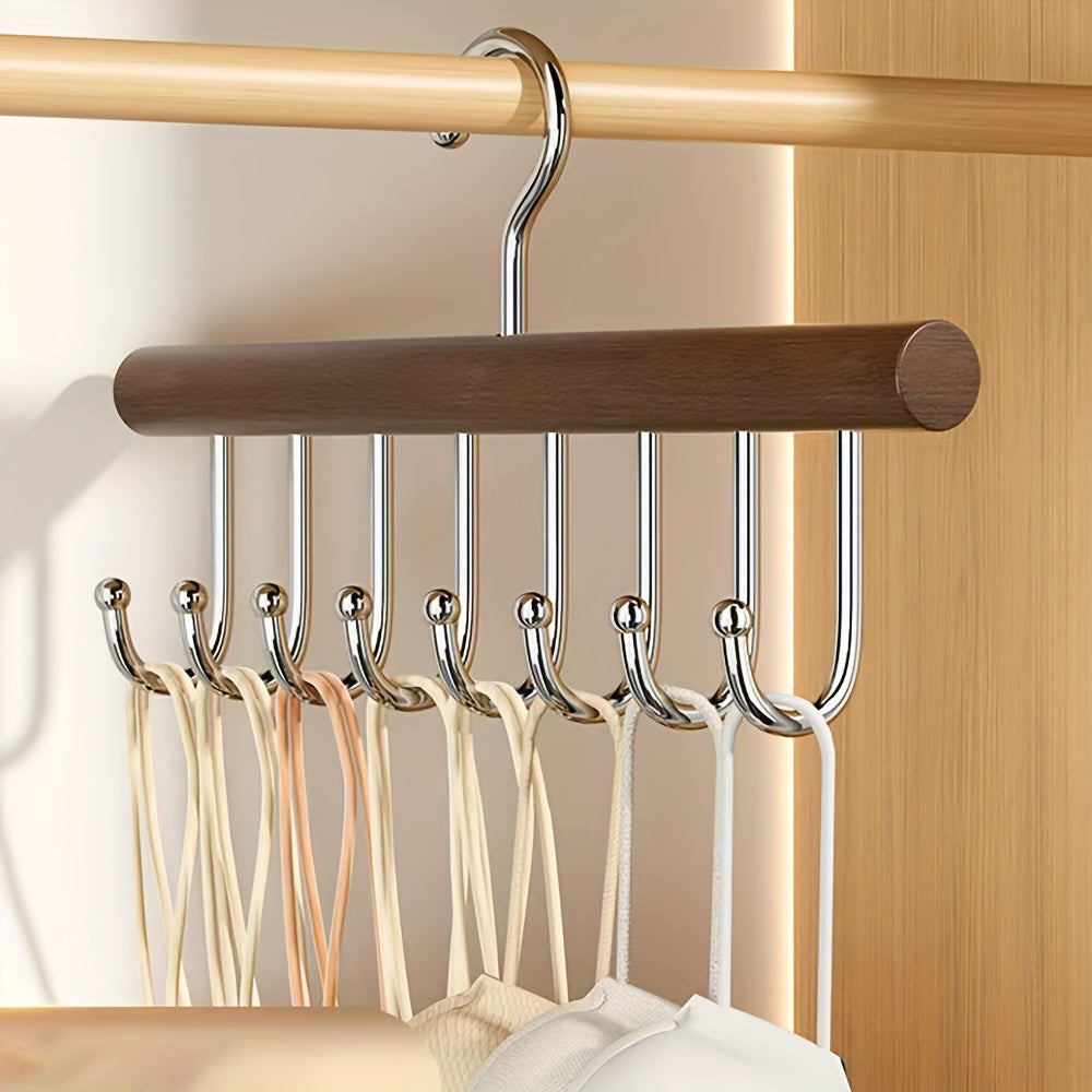 Organizador de armario colgante de madera con 8 ganchos para almacenamiento en armario y ahorro de espacio