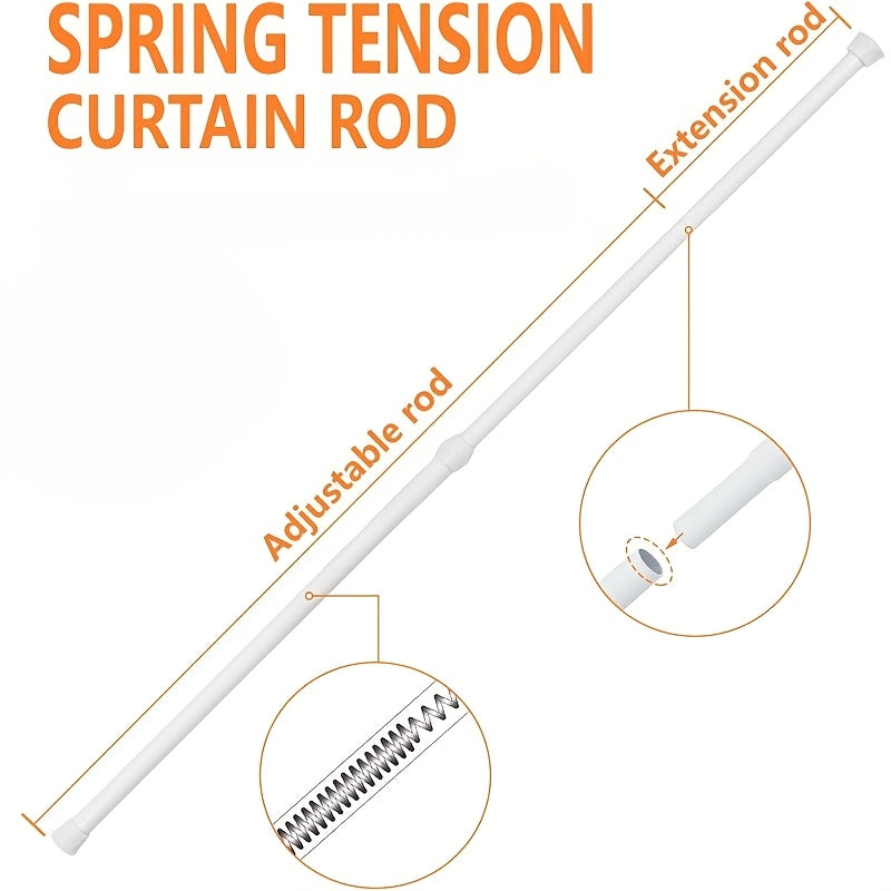 Adjustable White Refrigerator Cabinet Tension Rods Non-Slip Extension