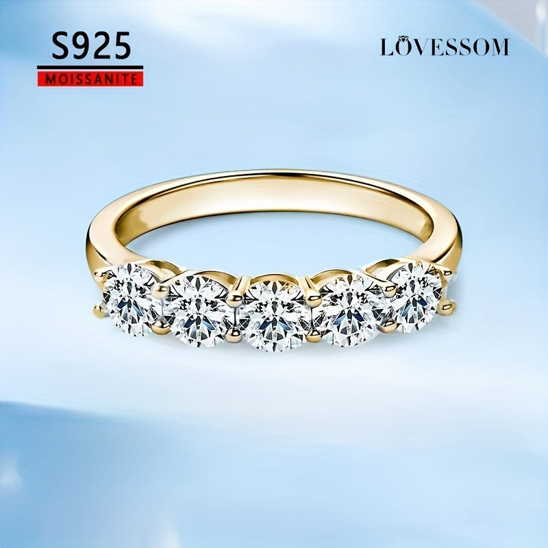 Ladies' Moissanite Ring 1.5 Carat Retro Silver Wedding Party Jewelry