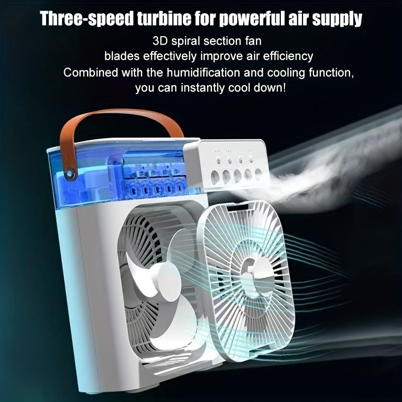 5 tezlikdagi namlantiruvchi, ultratovushli namlantirish, 1200ml shisha, Type-C ulanishi bilan portativ USB namlantiruvchi fan. Uy ofisi va sovg'a uchun mukammal, plastikdan tayyorlangan. Ideal ish stoli.