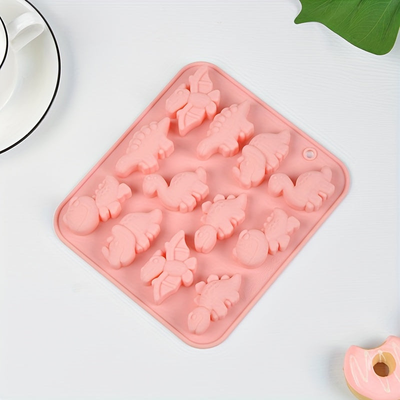 Dinosaur Cake Mold Silicone 3D 12 Cavities for Pudding Chocolate Baking