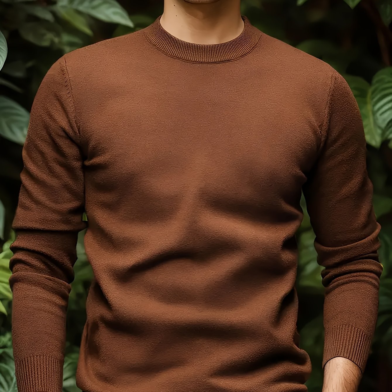 Men's Viscose Knit Crew Neck Sweater Long Sleeve Solid Casual Autumn Winter