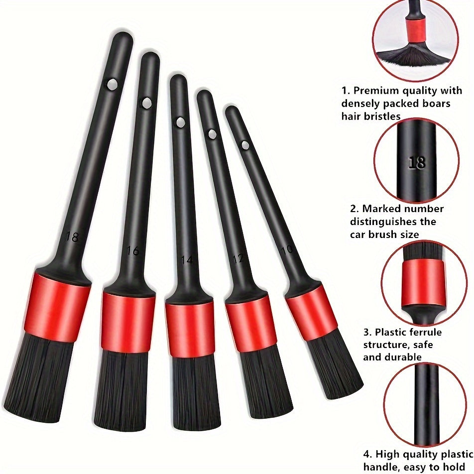 5 juegos de cepillos para lavado de autos, herramientas de limpieza de plástico suave, almacenamiento portátil