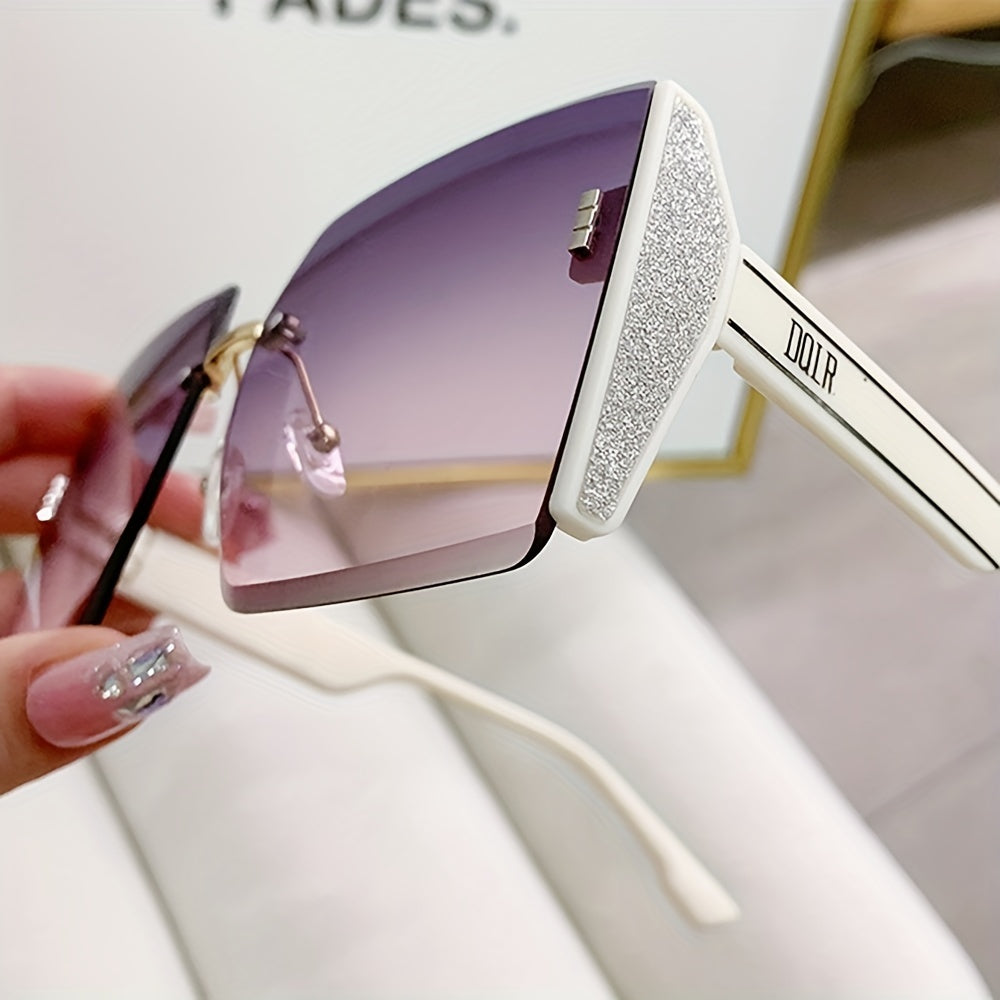 Unisex Rimless Sunglasses Large Gradient Lenses Summer Beach Travel