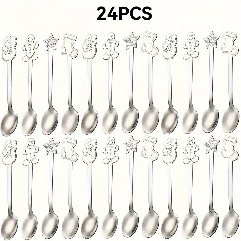 Set of 8/12/24 Stainless Steel Dessert Spoons Mirror Finish for Family Dining and Restaurants