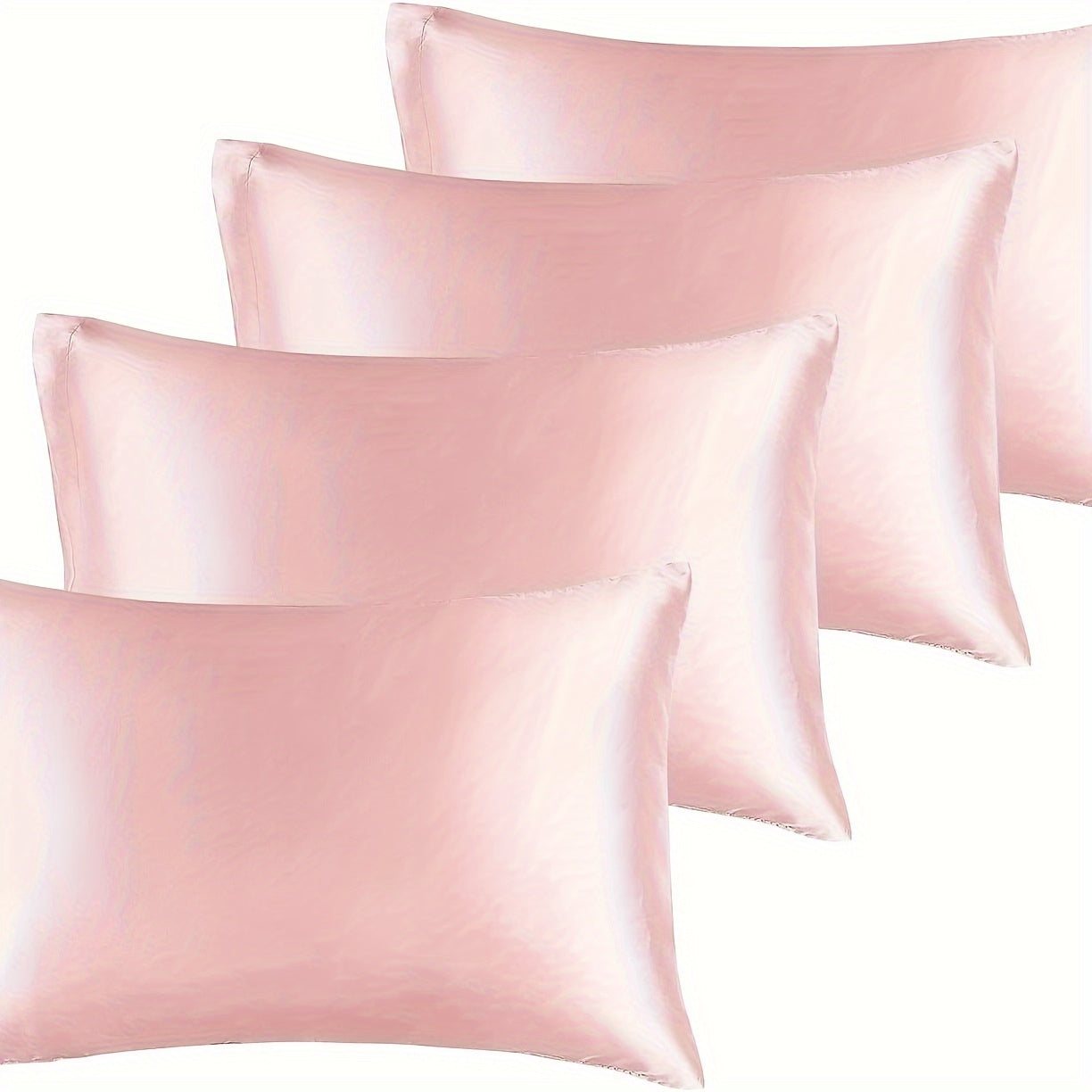 Set of Four Faux Silk Cushion Covers with Zipper