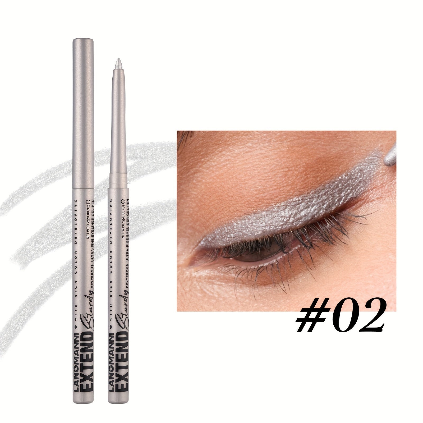 Women Eyeliner Gel Pen 12 Colors Long-Lasting Waterproof Smudge-Proof Brown