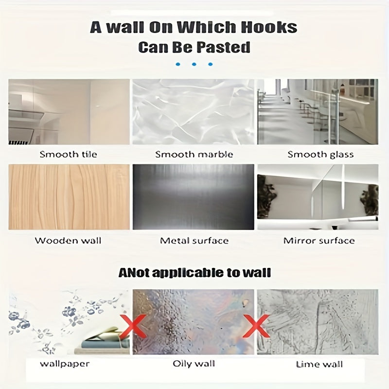 Non-Slip Adhesive Hooks for Office Use Reusable Easy to Clean