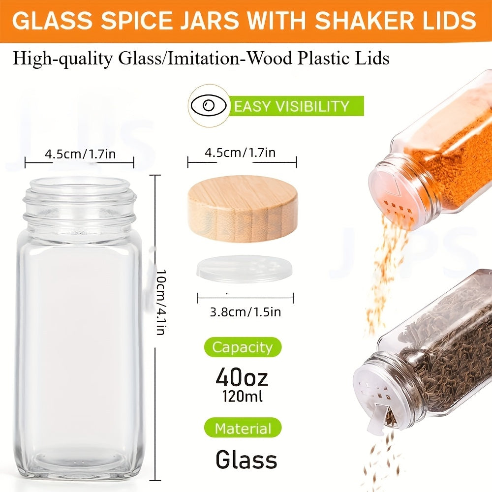 12pcs Glass Spice Jars Set for Kitchen Storage Salt Pepper Shakers Organizers