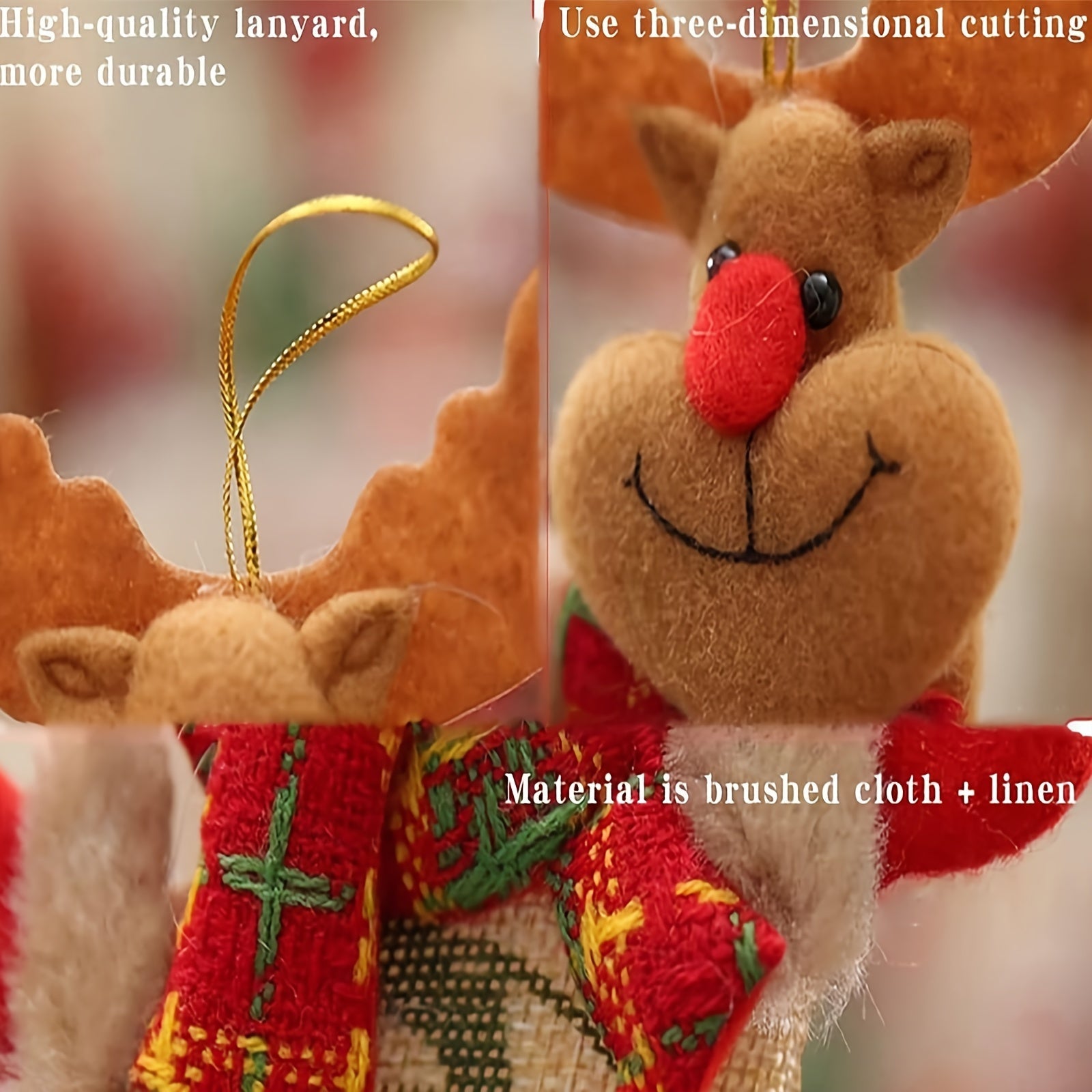 Set of 4 Christmas Hanging Ornaments Decorative Holiday Tree Decorations