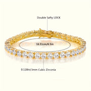 Vintage 18K oltin qoplamali 925 kumush tennis bilaguzuk, sun'iy kubik zirkoniya bilan, iyul tug'ilgan to'g'ri toshi. Har kuni kiyish uchun mos bo'lgan buyum va 14 fevral uchun ideal sovg'a.