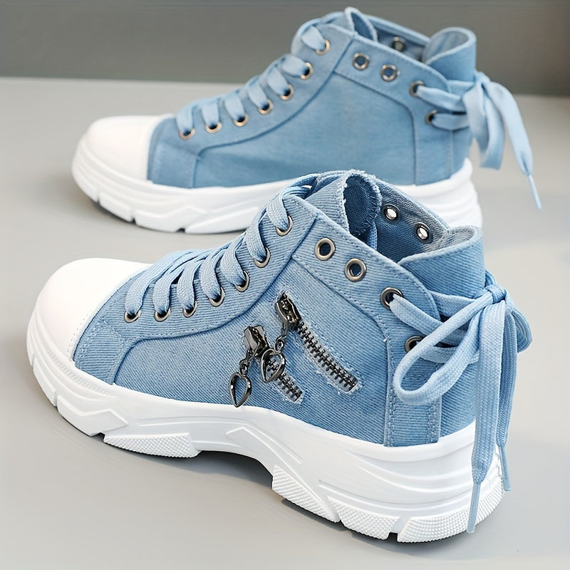 Женские повседневные высокие ботинки на шнуровке с боковой молнией, толстая подошва, весна-осень