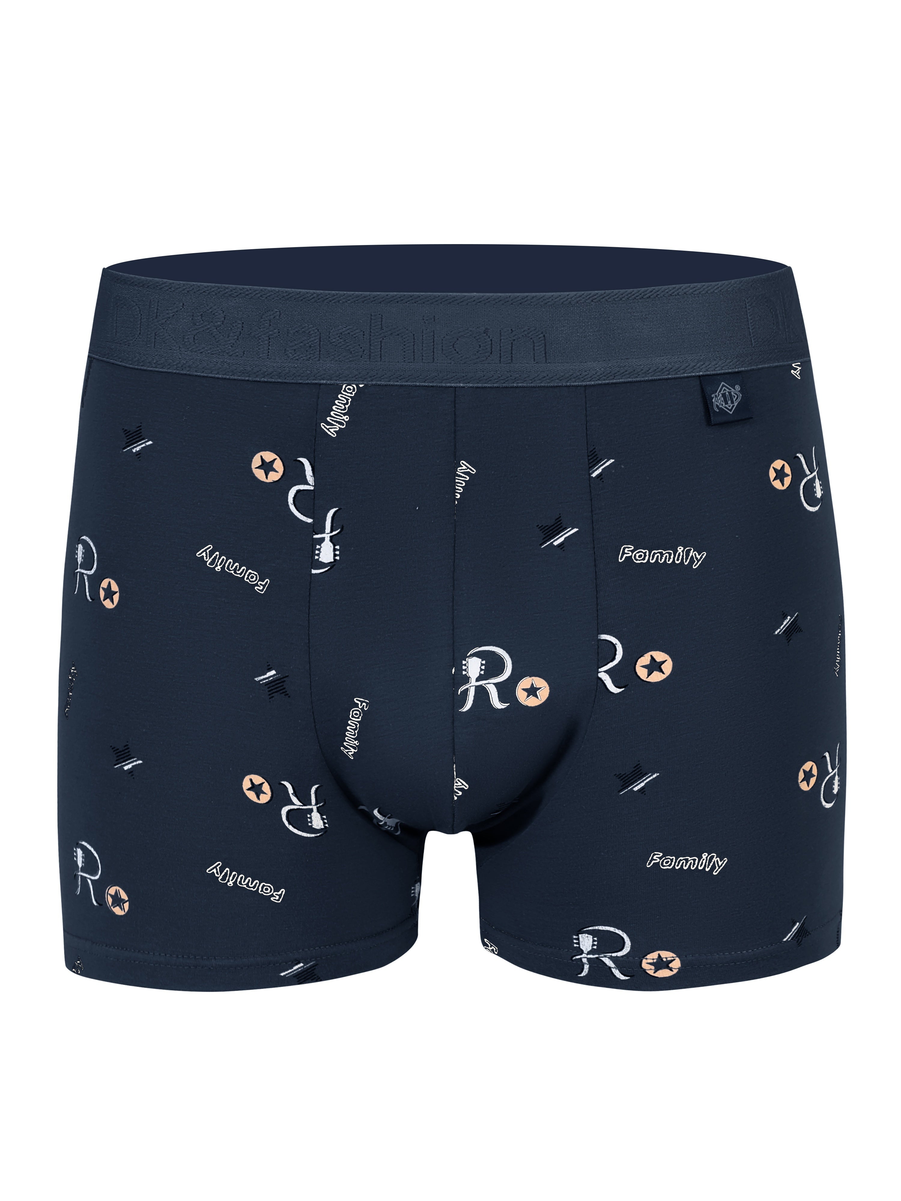 Men's 4-Pack Geometric Cotton Spandex Boxer Shorts Breathable Knit Casual Sports