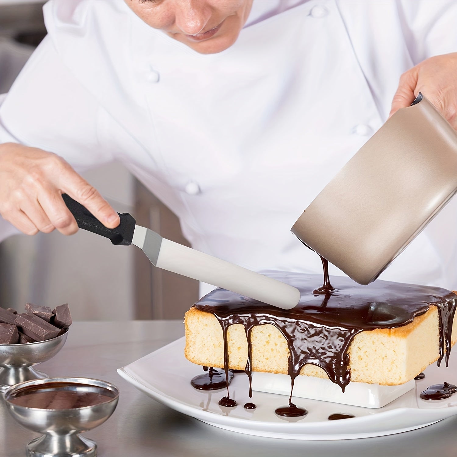 Cake Scraper Set of 7 Stainless Steel Baking Tools with Metal Smoothers and Spatulas