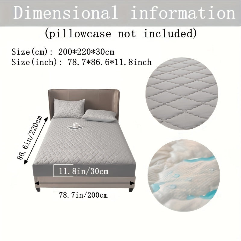 Waterproof Fitted Sheet with Geometric Embossed Pattern Deep Pocket Bed Sheet for Bedroom and Guest Room