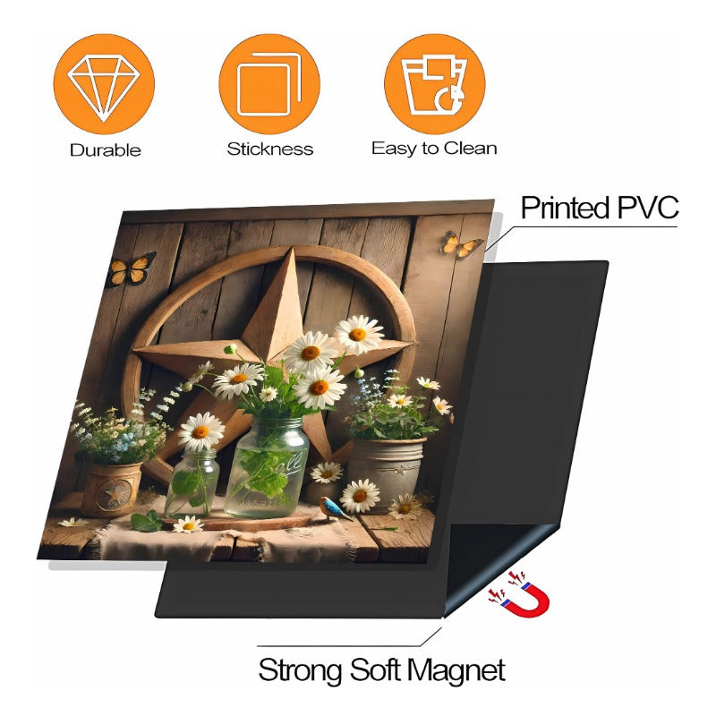 Brushed Stainless Steel Oshxona Dekor Magneti Vintage Gül va Hayvon Dizayni bilan