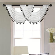 Sheer Wave Curtain Valance with Tassels Edge 30x24 Inches Light-Transmitting Rod Pocket Decor