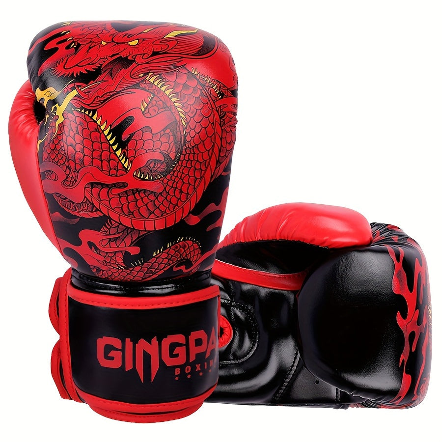 Adult Sanda Boxing Gloves for Training and Combat Red PU Material
