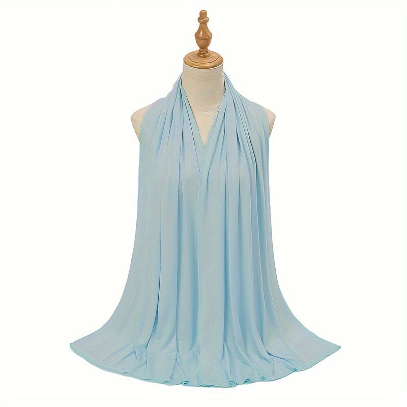 Windproof Sunscreen Shawl for Women Soft Breathable Muslim Hijab Solid Color