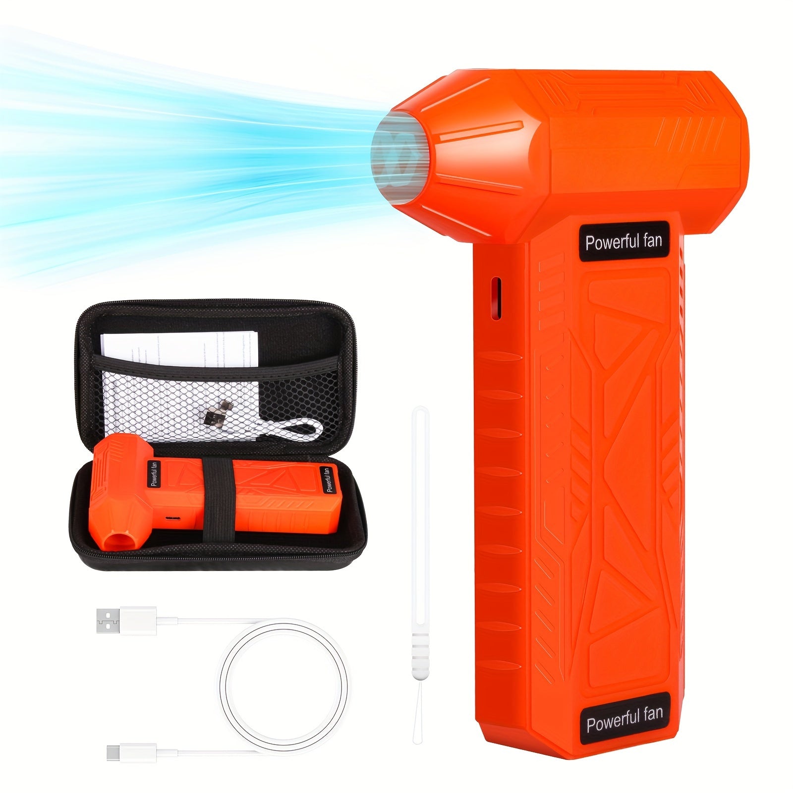 Portable Handheld Air Duster Fan USB Rechargeable 4000mAh Battery for Car Travel Office