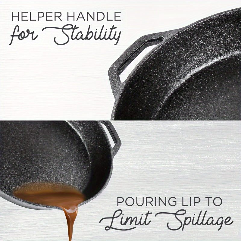 Deep Frying Pan 25.91cm Non-Stick Cast Iron Skillet for Gas and Induction