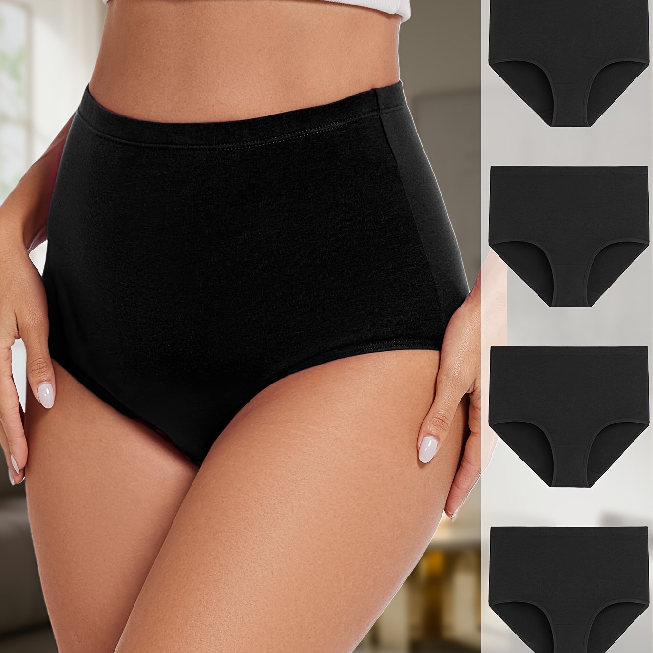 4 ta katta o'lchamdagi yuqori belli ayollar ichki kiyimlari