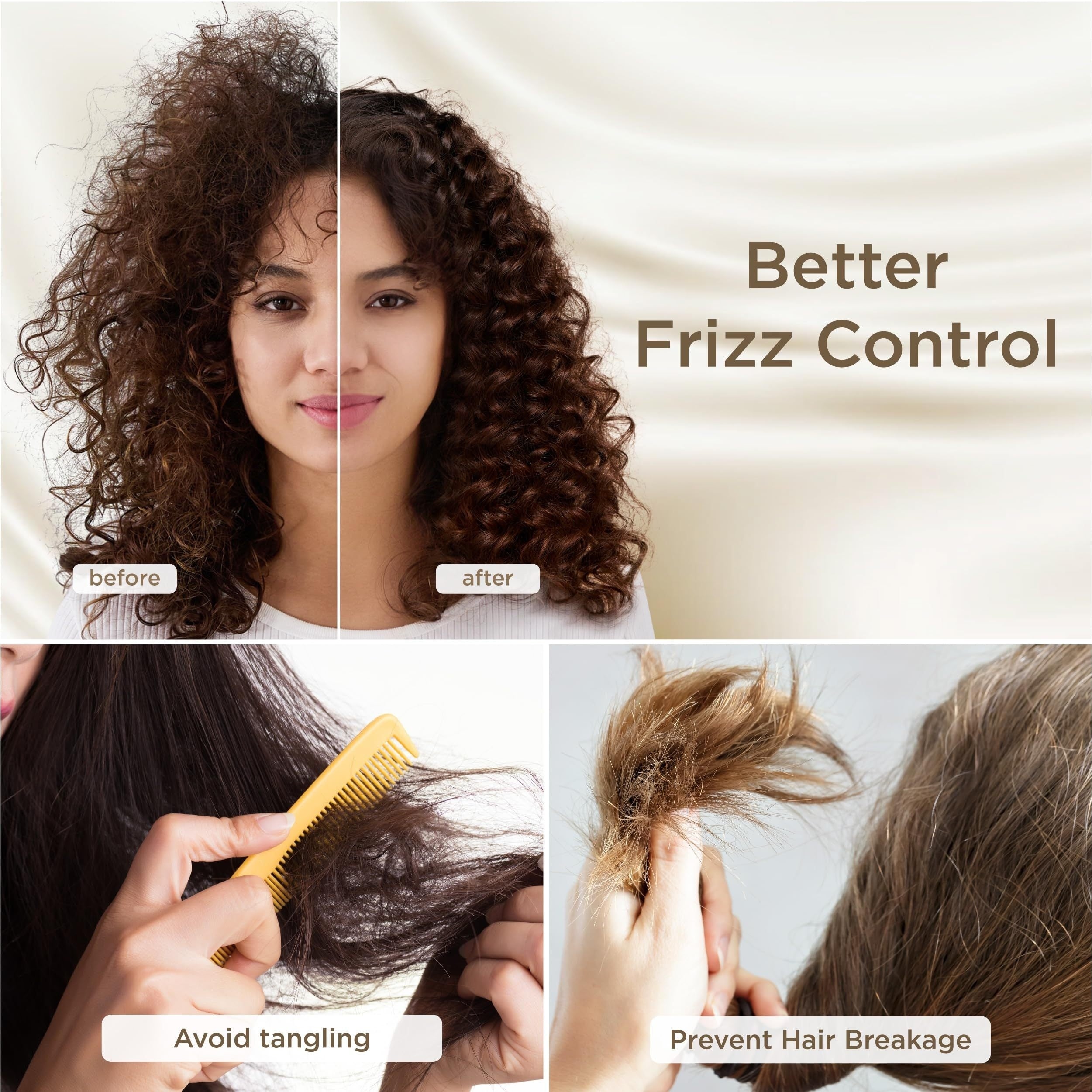 Set of 2 Queen Size Satin Pillowcases for Hair and Skin, Striped Silky Covers