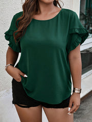 Plus Size Women's Ruffled Sleeve Blouse Light Breathable Spring Summer Casual Formal