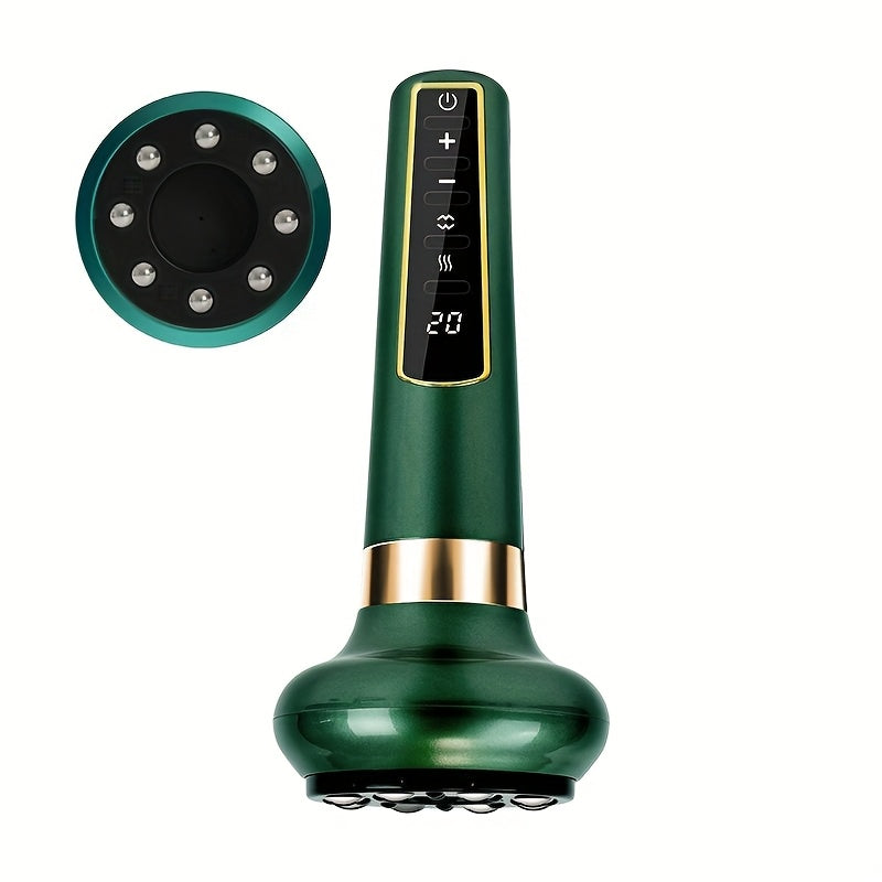 12-darajali elektr vakuumli bankalar massaj qiluvchi, tanani qirqish vositasi, issiq siqish, po'lat sharli rolik va 1800mAh litiy batareyasi bilan.