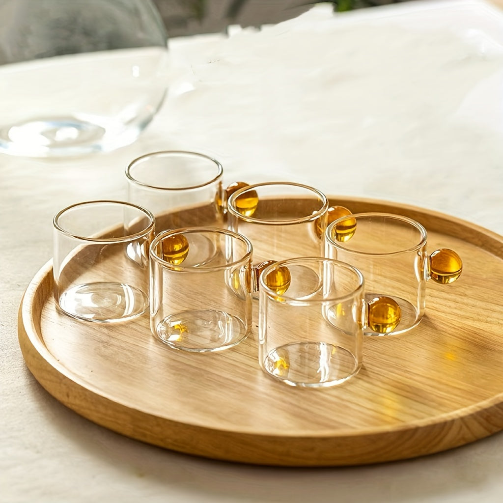 Set of 6 Mini Glass Pitchers with Colorful Knobs for Juices and Sauces