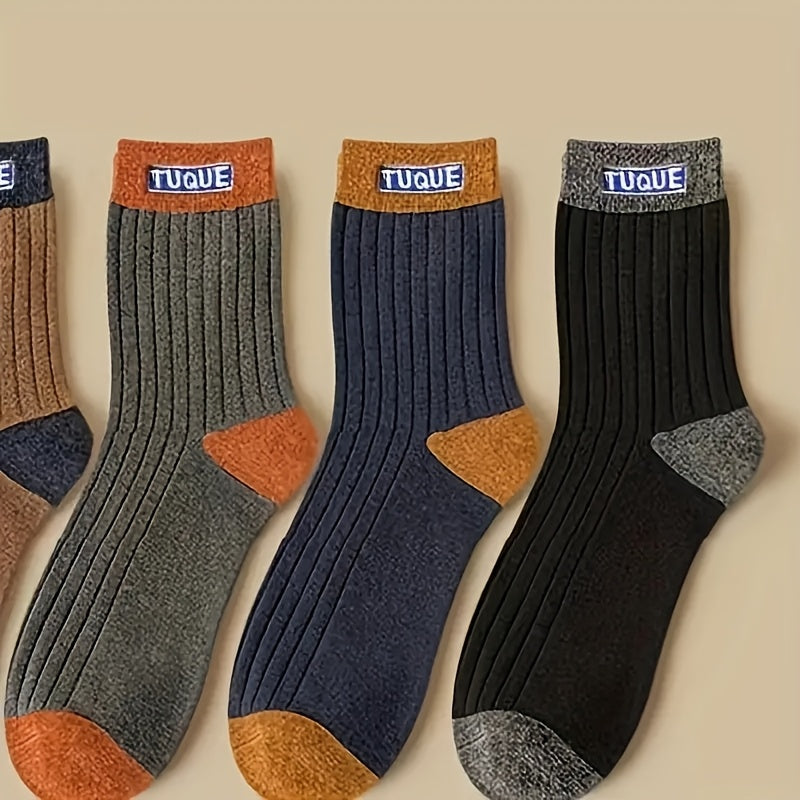 Men's Color Block Knit Boat Socks 6 Pairs Breathable Polyester Spandex All-Season