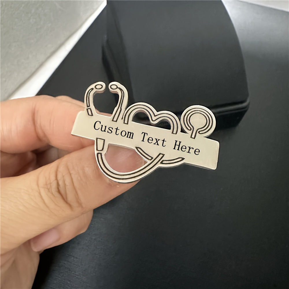 Personalized Stainless Steel Men's Brooch Engraved Name Logo Gift for Fathers Day