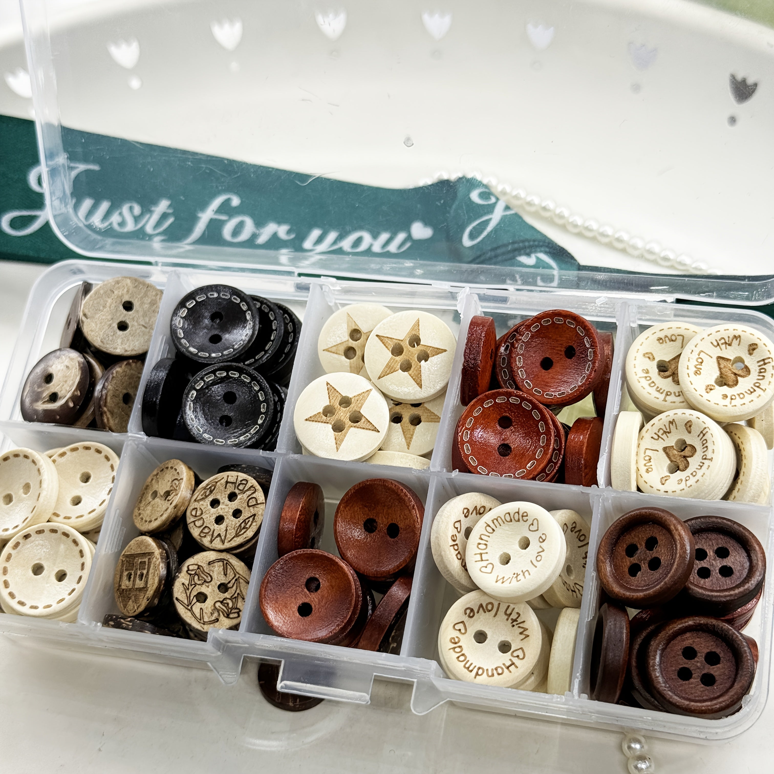 Set of 136 Decorative Buttons for DIY Crafts and Sewing Projects