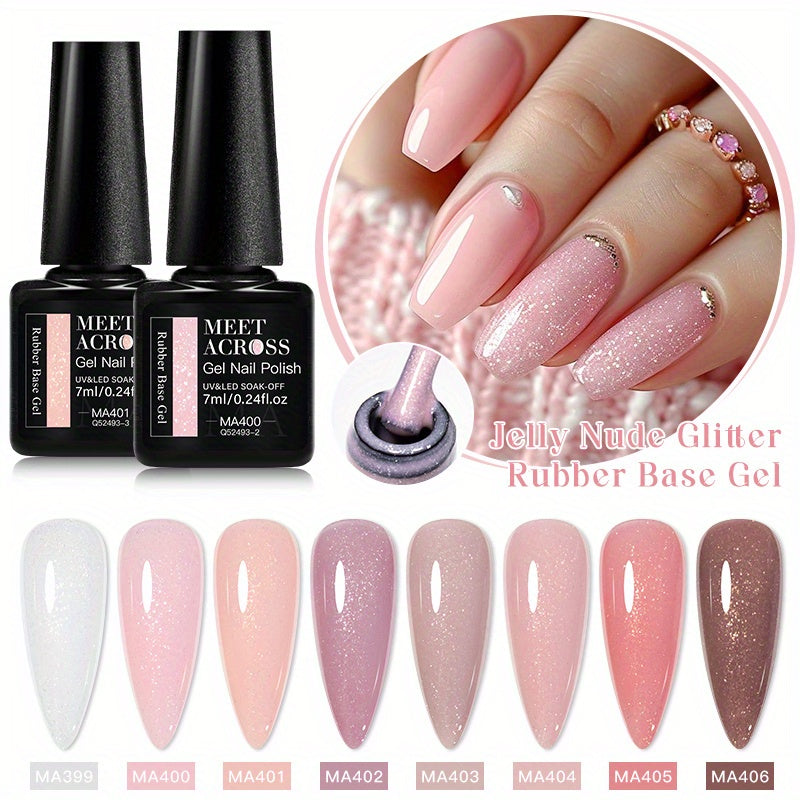 7ml Shimmering Nude Glitter Gel Nail Polish UV LED Soak Off Unscented