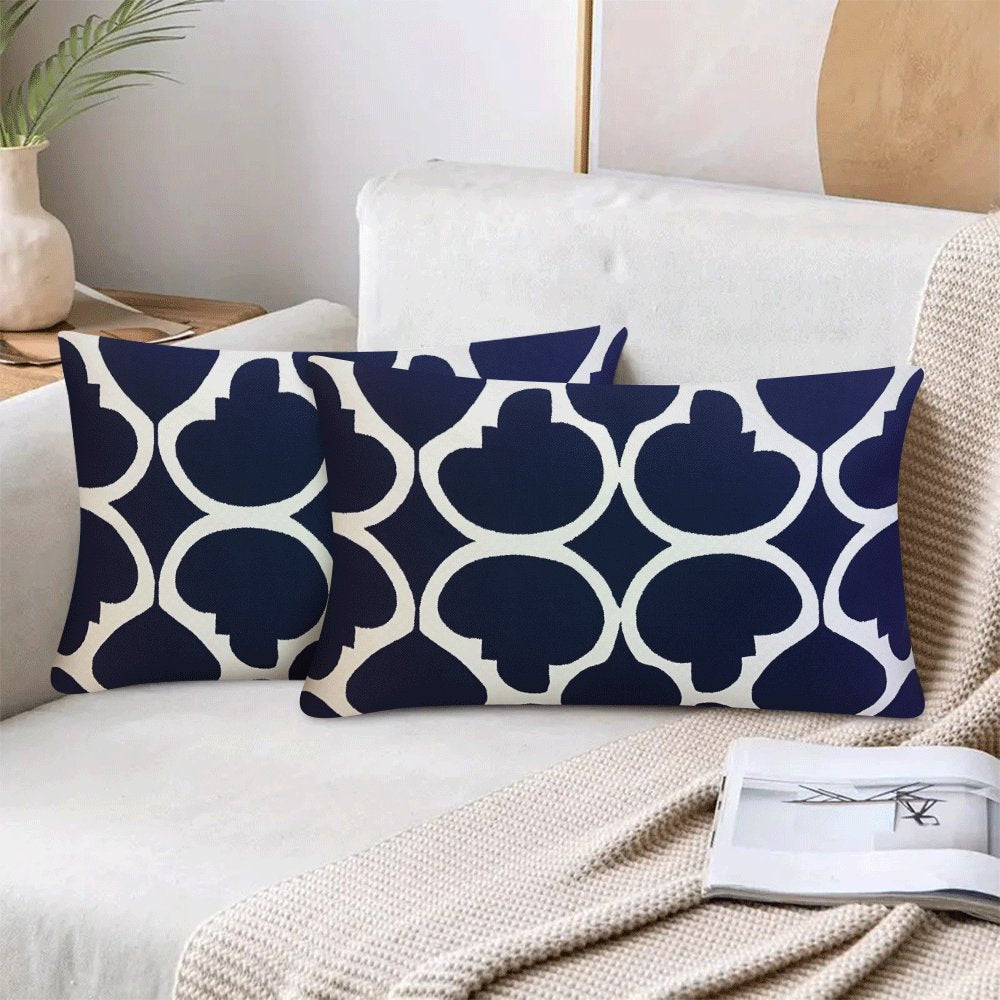 Ikki dona Vintage Boho Geometric Flannel yostiq qopqog'i 50.8x30.48 sm, suv o'tkazmaydigan, mashina bilan yuvish mumkin